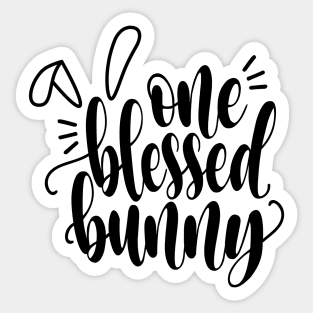 Inspiring One Blessed Bunny Easter Calligraphy Sticker